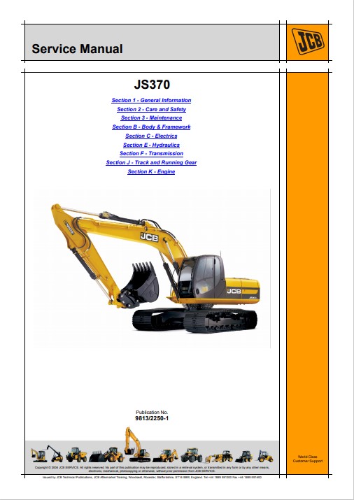JCB JS 370 Excavator Service Repair Manual - Image 2