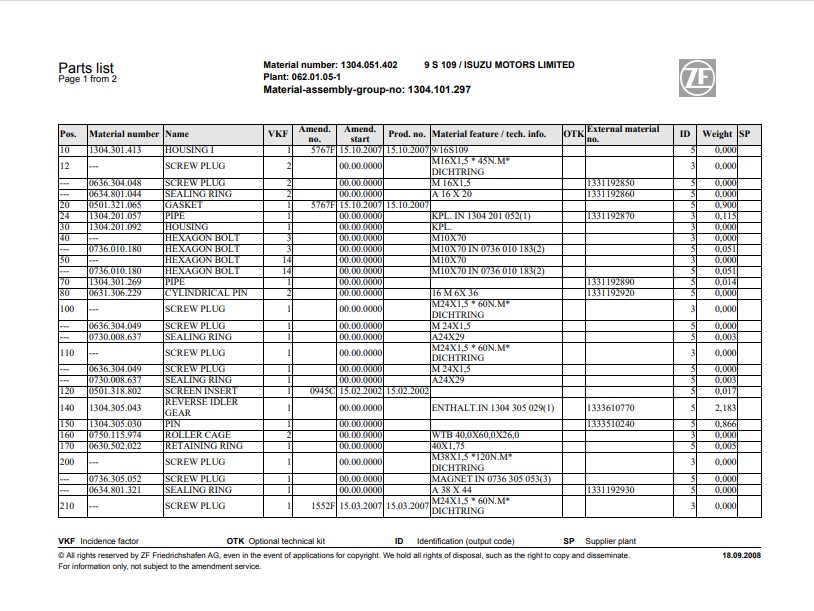 ZF 9S 109 Gearbox Transmission Parts Manual - Image 4