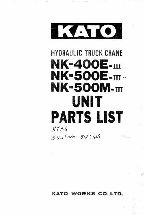 KATO Truck Crane NK-400E-III, NK-500E-III, NK-500M-III Parts Manual - Image 2