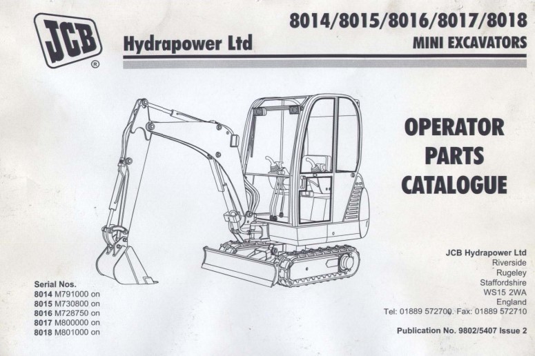 JCB 8014, 8015, 8016, 8017, 8018 Mini Excavators Parts Manual - Image 2