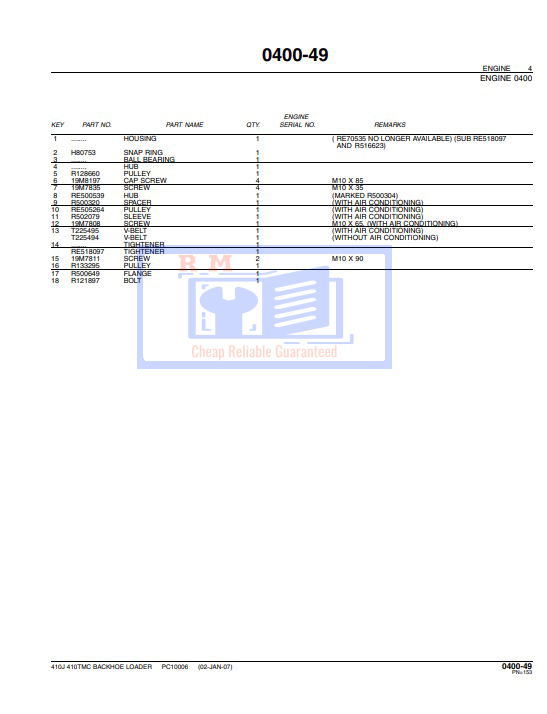 John Deere 410J and 410TMC Backhoe Loader Parts Manual - Image 3
