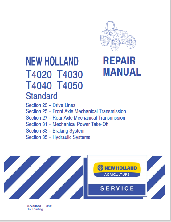 New Holland T4020, New Holland T4030, New Holland T4040, New Holland T4050 Tractor Repair Manual - Image 2