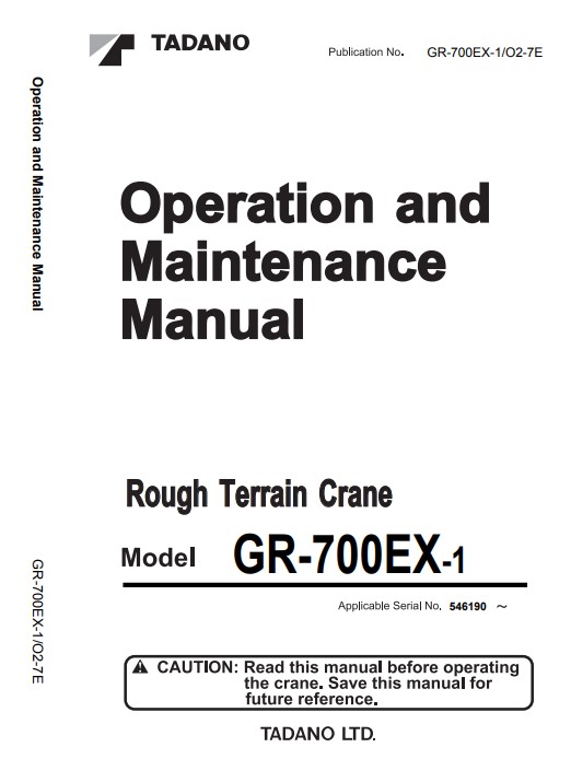 Tadano Crane GR-700EX-1 Operation and Maintenance Manual - Image 2