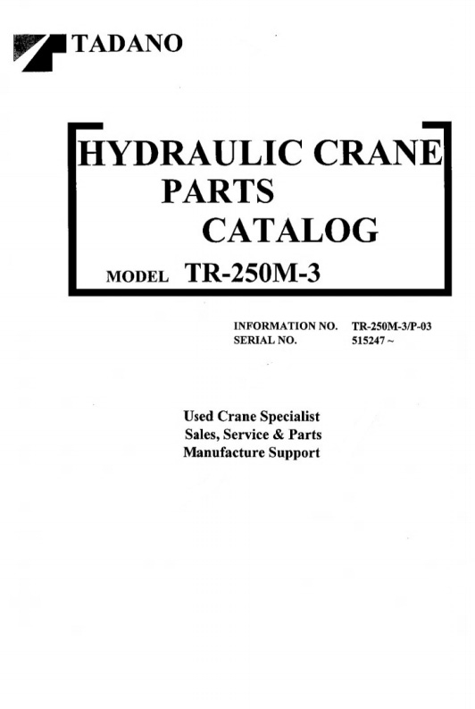 Tadano TR-250M-3 Crane Parts Manual - Image 2