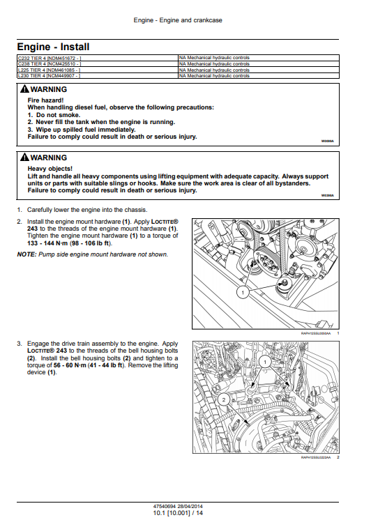 New Holland L223, L225, L230 Tier 4A 200 Series Skid Steer Loader / C232, C238 Tier 4A 200 Series Compact Track Loader Service Manual - Image 6