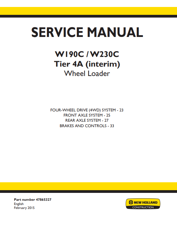 New Holland W190C, New Holland W230C Wheel Loader Service Manual - Image 2
