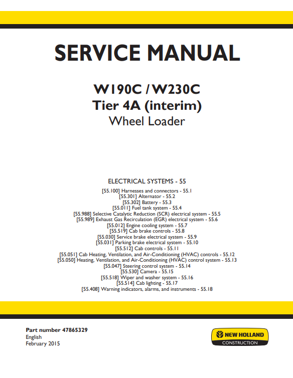New Holland W190C, New Holland W230C Wheel Loader Service Manual - Image 2