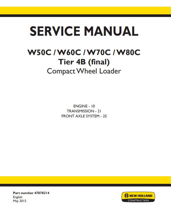 New Holland W50C, New Holland W60C, New Holland W70C, New Holland W80C Wheel Loader Service Manual - Image 2