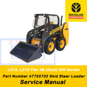 New Holland L213 and L216 skid steer loader service manual, displaying essential maintenance and troubleshooting information