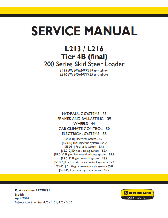 New Holland L213, New Holland L216 Skid Steer Loader Service Manual - Image 2
