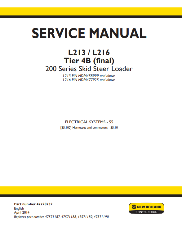 New Holland L213, New Holland L216 Skid Steer Loader Service Manual - Image 2