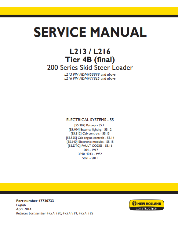 New Holland L213, New Holland L216 Skid Steer Loader Service Manual - Image 2