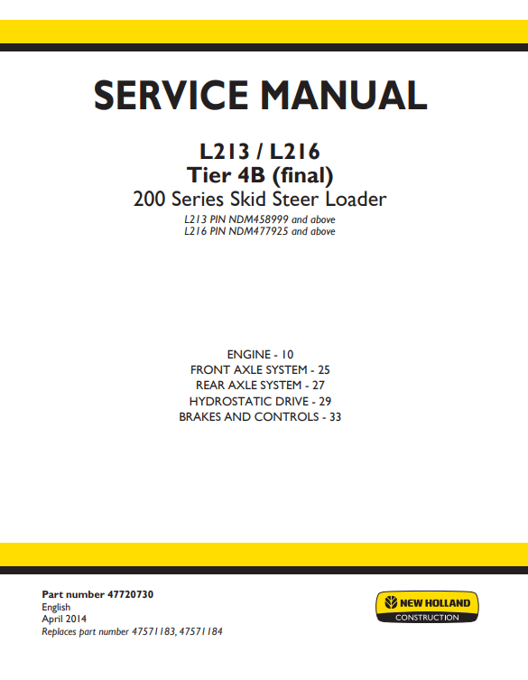 New Holland L213, New Holland L216 Skid Steer Loader Service Manual - Image 2