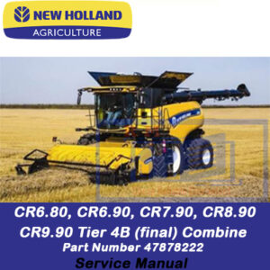 New Holland combine service manual for models CR6.80, CR6.90, CR7.90, CR8.90, and CR9.90, detailing maintenance procedures