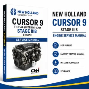 Cover of the New Holland Cursor 9 Stage IIIB Engine Service Manual, highlighting engine specifications and service instructions