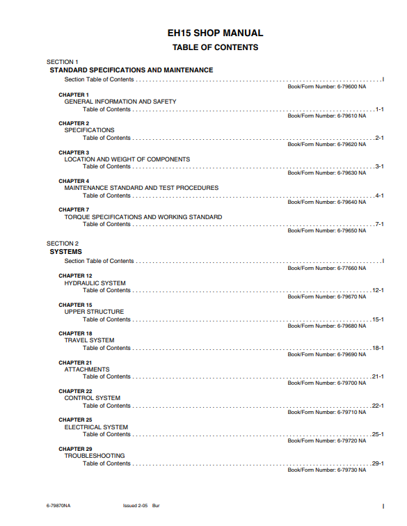 New Holland EH15 HYDRAULIC EXCAVATOR Shop Manual - Image 2