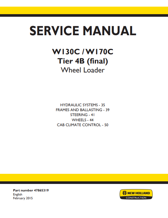New Holland W130C, New Holland W170C Wheel Loader Service Manual - Image 2