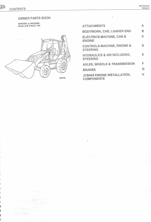 JCB 214E , JCB 3C Backhoe Loader Parts Manual - Image 4
