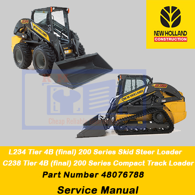 New Holland L234 and C238 Loader Service Manual cover, featuring technical diagrams and maintenance instructions