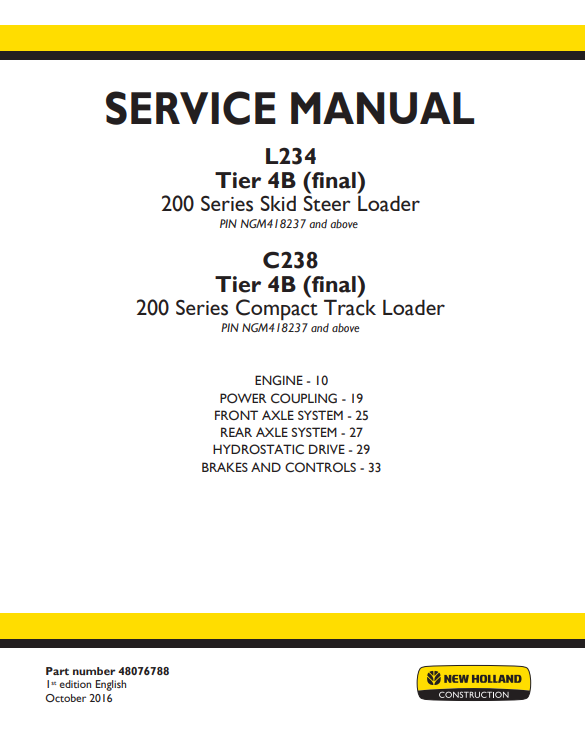 New Holland L234 , New Holland C238 Loader Service Manual - Image 2