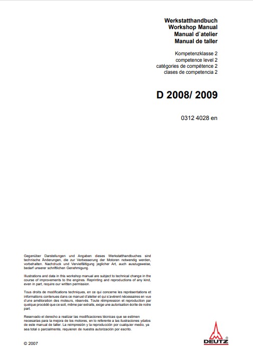 Deutz D 2008-2009 Service Workshop Manual - Image 2