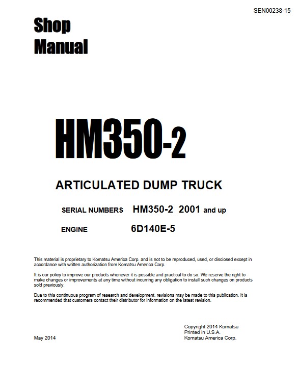 Komatsu HM350-2 Japan Dump Truck Workshop Manual - Image 2