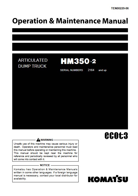 Komatsu HM350-2 Japan Dump Truck Operation and Maintenance Manual - Image 2