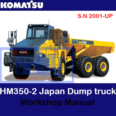 Workshop manual for the Komatsu HM350-2 dump truck, displaying essential maintenance and repair information