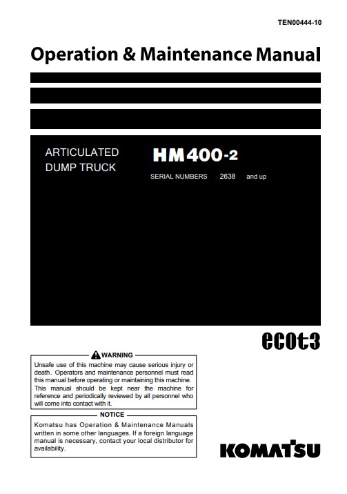 Komatsu HM400-2 Japan Dump Truck Operation and Maintenance Manual - Image 2