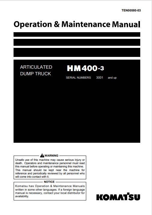 Komatsu HM400-3 Japan Dump Truck Operation and Maintenance Manual - Image 2