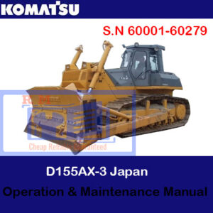 Komatsu D155AX-3 bulldozer operation and maintenance manual cover, featuring the model name and technical illustrations