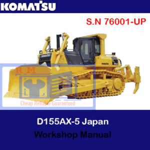 Workshop manual for the Komatsu D155AX-5 Bulldozer, displaying technical drawings and operational guidelines