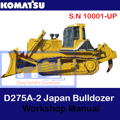 Service manual for Komatsu D275A-2 dozer, featuring technical illustrations and instructions for maintenance and repairs