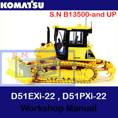 Komatsu D51EXi-22 and D51PXi-22 bulldozer workshop manual, showcasing detailed instructions and maintenance guidelines