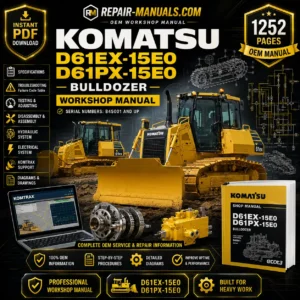 Komatsu D61EX-15EO and D61PX-15EO bulldozer workshop manual, providing essential maintenance and operational instructions