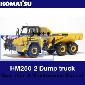 Komatsu HM250-2 Dump Truck Operation and Maintenance Manual cover featuring the truck and technical illustrations