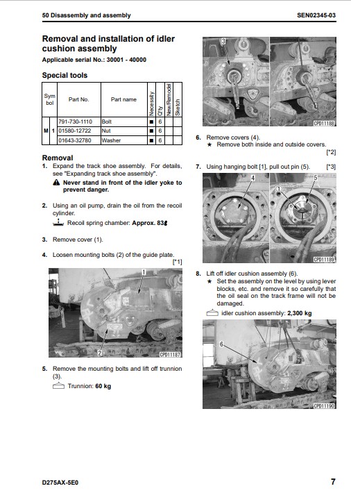 Komatsu D275AX-5 Bulldozer Workshop Manual - Image 3