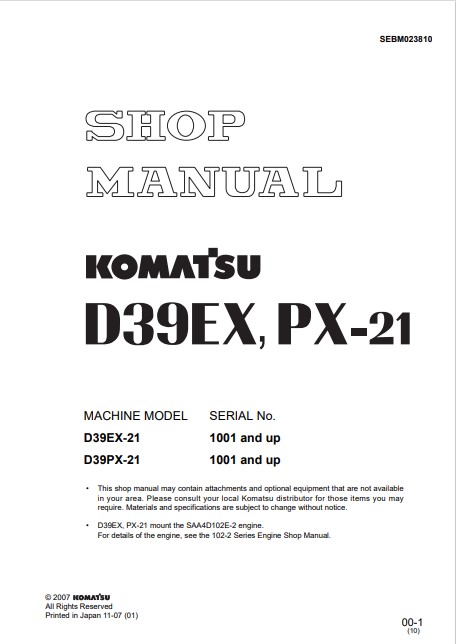 Komatsu D39EX-21, Komatsu D39PX-21 Workshop Repair Manual - Image 2