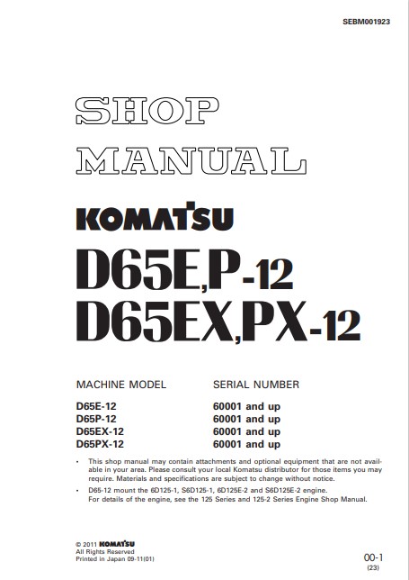 Komatsu D65E-12, Komatsu D65P-12, Komatsu D65EX-12, Komatsu D65PX-12 Workshop Manual - Image 2