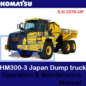 Front cover of the Komatsu HM300-3 dump truck manual, highlighting operational and maintenance procedures