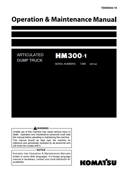 Komatsu HM300-1 Japan Dump Truck Operation and Maintenance Manual - Image 2