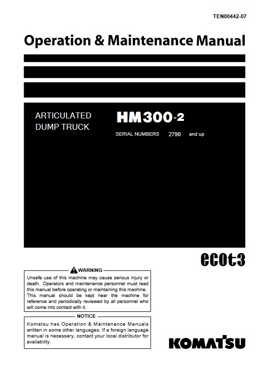Komatsu HM300-2 Japan Operation and Maintenance Manual - Image 2