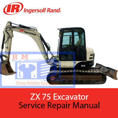 Ingersoll Rand ZX75 Excavator Service Repair Manual showcasing the title and technical graphics for maintenance guidance