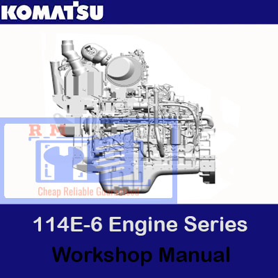 Komatsu 114E-6 Engine Series Workshop Manual with images of engine components and repair instructions for technicians