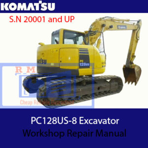 Komatsu PC128US-8 Excavator Workshop Repair Manual cover featuring the model and technical illustrations