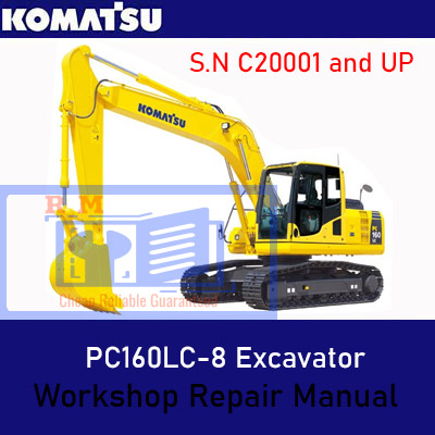 Komatsu PC160LC-8 Excavator Workshop Repair Manual showcasing the model name and technical repair illustrations