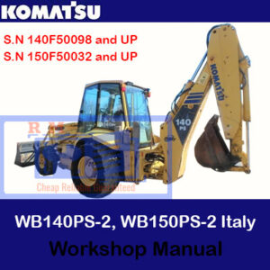 Komatsu WB140PS-2 and WB150PS-2 backhoe loader workshop manual, showcasing detailed diagrams and maintenance instructions