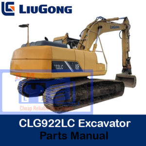 Liugong CLG922LC Excavator Parts Manual cover featuring detailed diagrams and parts listings for maintenance and repair