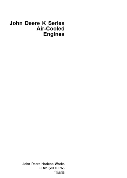 John Deere K Series Air-Cooled Engines Workshop Repair Manual - Image 2