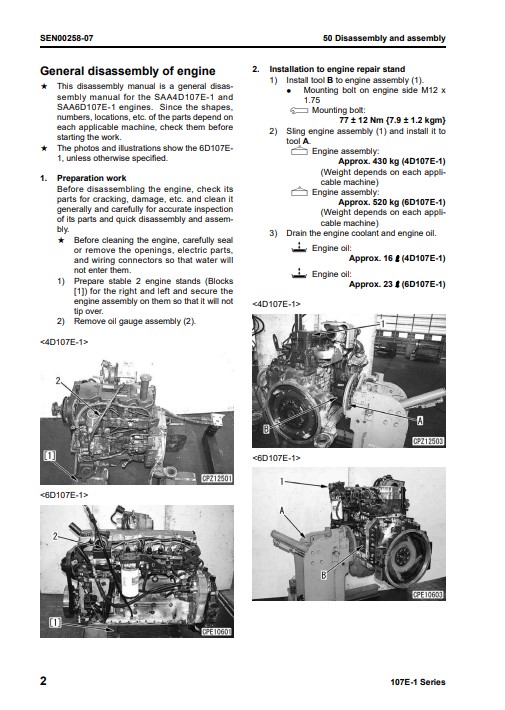Komatsu 107E-1 Engine Series Workshop Manual - Image 4